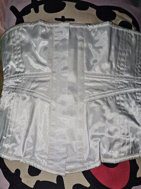 *SALE* 4XL/36" HIDDEN TIGHT LACING CORSET OFF-WHITE BRIDAL STEEL BONED